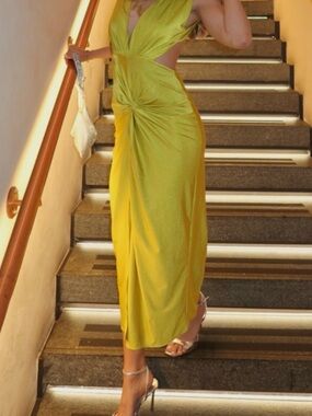 Sleek Cutout Maxi Dress in Chartreuse